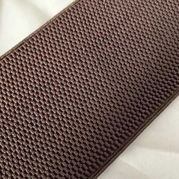 VINTAGE Brown Animal Print Wide Belt Cheetah Faux Fur Brass Buckle Elasticized L - Picture 5 of 10